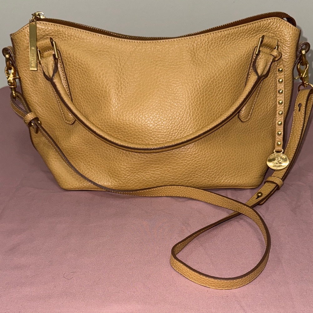 Brahmin Darcy Satchel Tan Leather Shoulder Bag